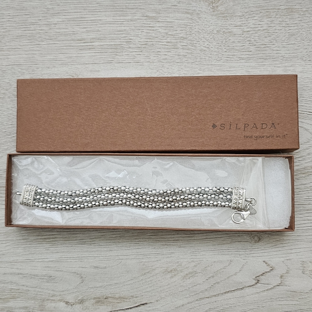 Silpada Rare Sterling Silver Triple Strand Popcorn Bracelet B1210 *FIRM* - Picture 14 of 14